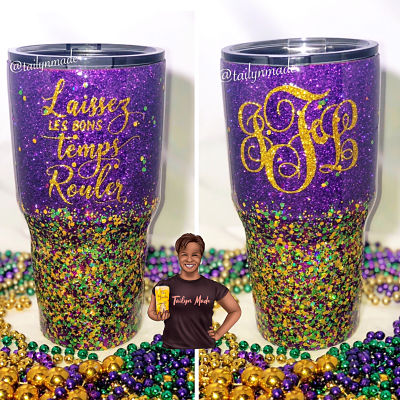 Mardi Gras Confetti Let the good times roll tumbler