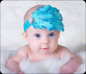 Turquoise Headband with Rhinestone and Pearl Accent